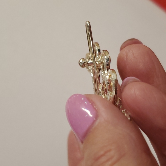 â˘Silvertone Aurora Borealis rhinestones⢠peacock hair barretteâ˘Sparkly! - Picture 8 of 13